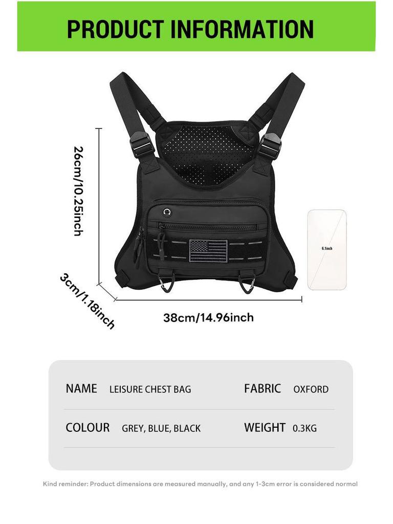 Men's Casual Cycling & Hiking Chest Bag - Functional Vest Bag for Running & Fitness