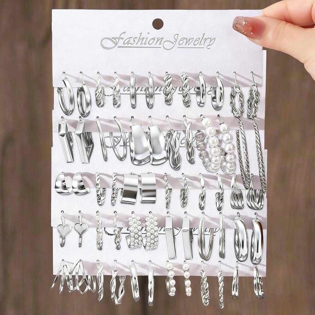 European & American C-Shaped Metal Texture Ear Cuff: Women's Retro Twist Earring Set (6-Piece).