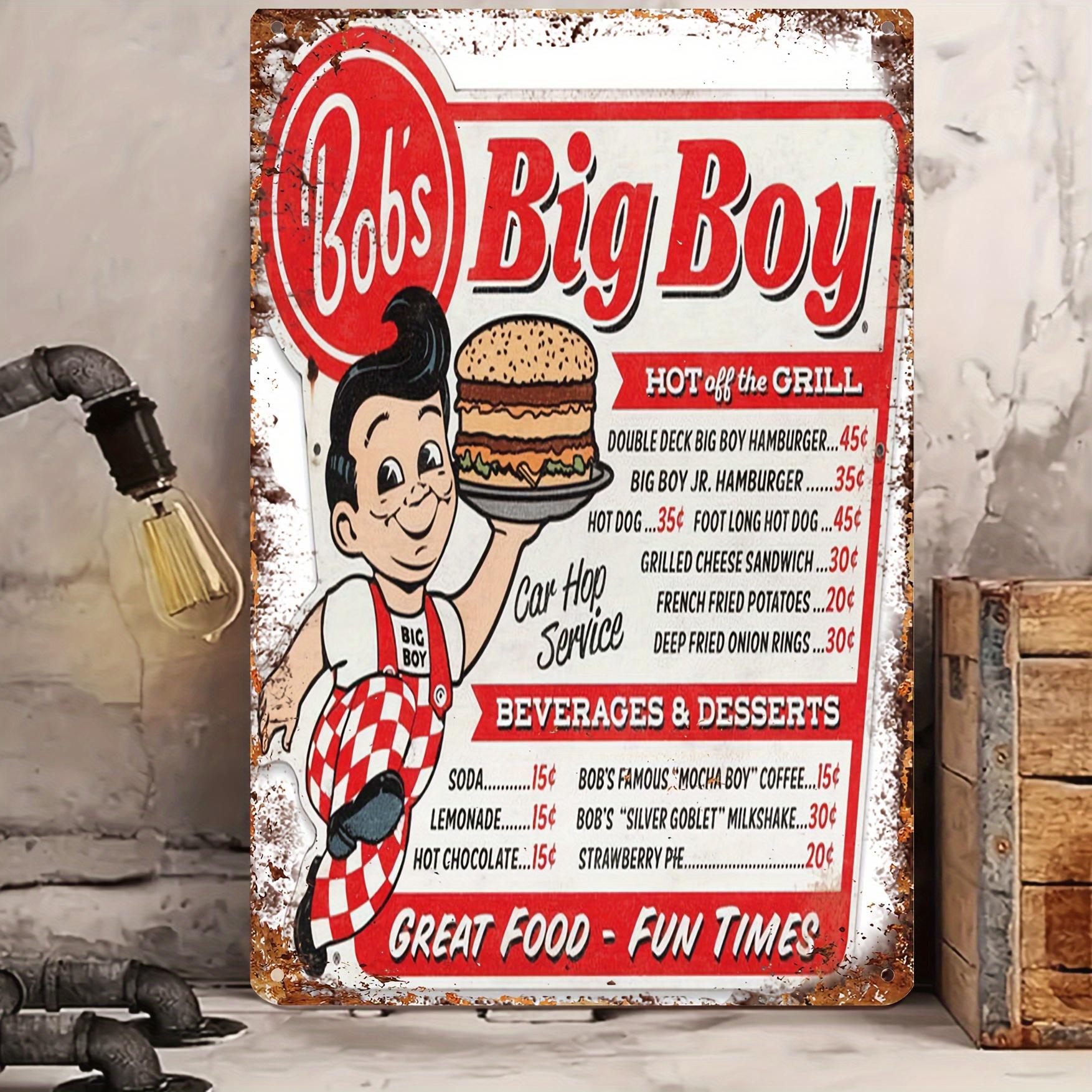 

Bobs Big Boy Retro Metal Tin Sign Vintage Diner Wall Decor with Burger Graphic HeavyDuty Iron Restaurant Ar aluminum 20x30cm