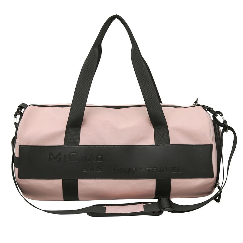 

Sports fitness bag large capacity portable contrasting travel bag simple luggage bag casual yoga maternity bag women розовый