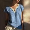 2026 Elegant Bohemian Summer Retro Lace V-neck Cotton-Linen Shirt for Women