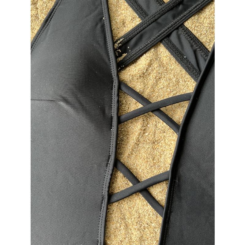 Women's White Halter One-Piece Swimsuit Crisscross Lace-Up Deep V High-Cut Bathing Suit