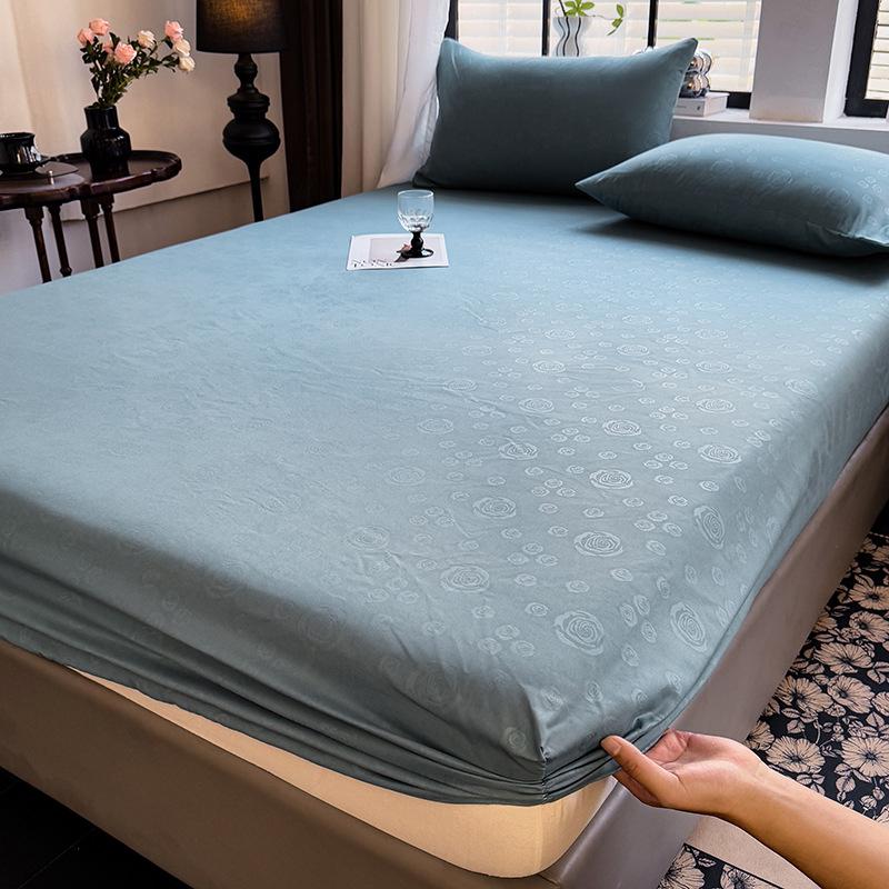 The New Skin-friendly Brushed Fitted Sheet All-inclusive Bed Cover Supports Washing