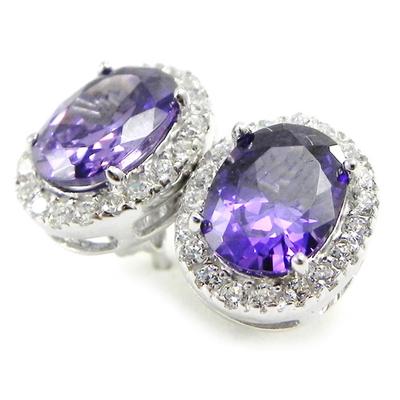 [I3708] - Silver 'Celestina' Amethyst Silver Earrings (rhodium-plated) - 8x10 Mm