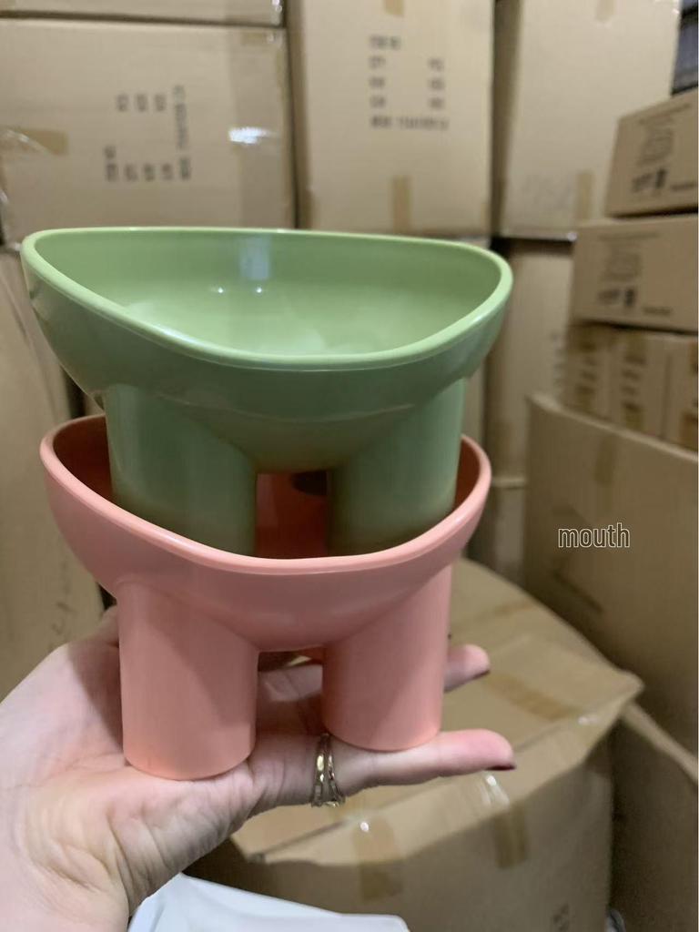 Pet Supplies Macaron Color Elephant Leg Bowl - Anti-Spill Slanted Mouth Cat Bowl with Neck Protection.