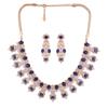 Amazing Estele Rose Gold Plated CZ Blue Stone Necklace Set For Women