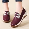 Damen Schwarz Plateau Loafer Lässige Leder Sneaker Dicke Sohle Zum Hineinschlüpfen Höhenverstellbar Wackel Schuhe Große Größe