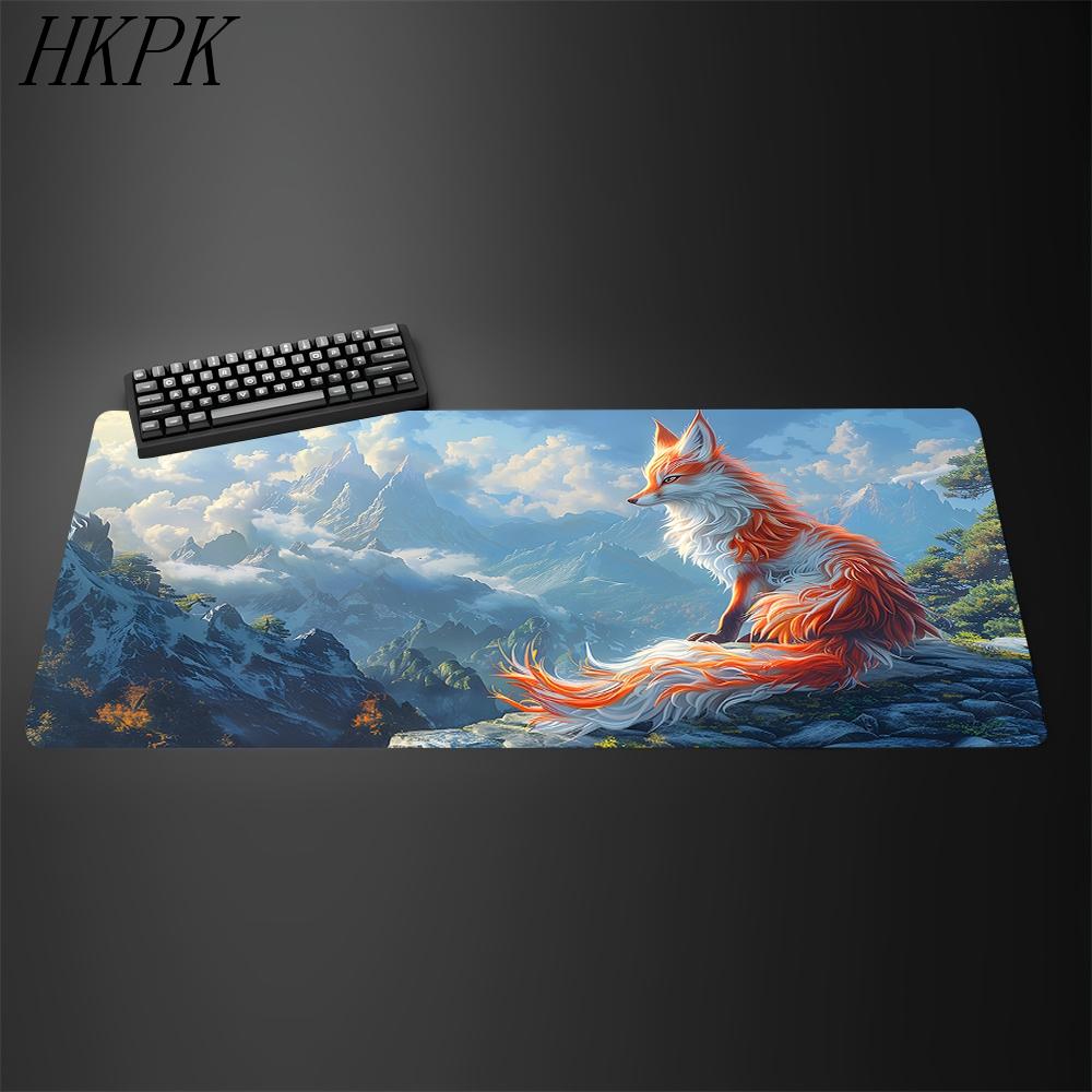 Large Cute Anime Pink Fox Desk Mat Mouse Pad Gaming Gamer Speed Table Mat Office Accessories Keyboard Laptop NonSlip Mousepad