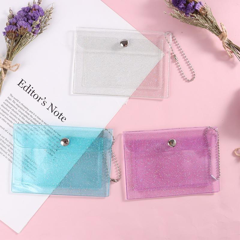 1Pc Women'S Credit Card Holder Wallet Transparent Waterproof Pvc Id Card Wallet