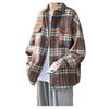 Hong Kong Retro Plaid Woolen Student Jacket: Loose Fit, Versatile Men's Long-Sleeve Top