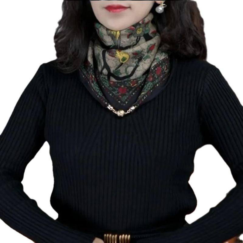 Small Gold Ball Magnetic Buckle 65Cm Cotton And Linen Texture High Sense Women'S Neck Protection Small Scarf Versatile Silk Scarf