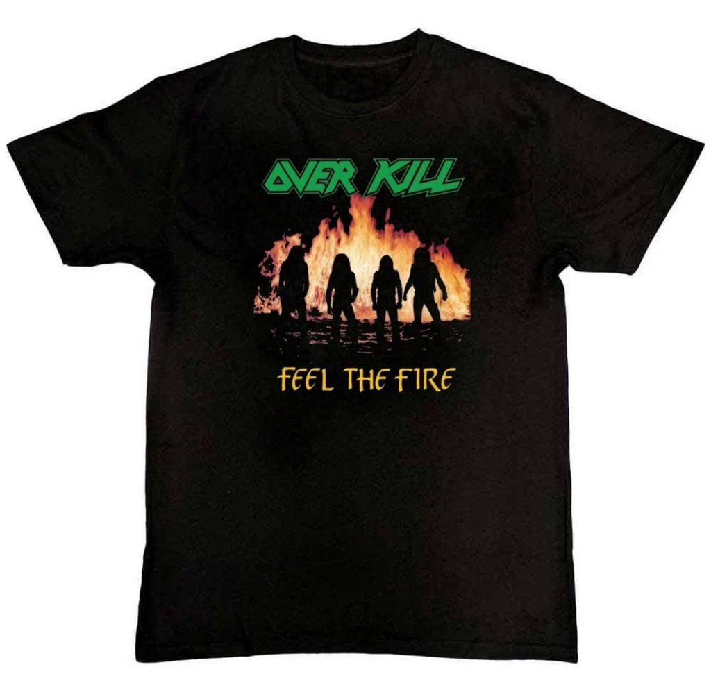 Overkill FEEL THE FIRE 1985 Graphic Print Mens T-Shirt