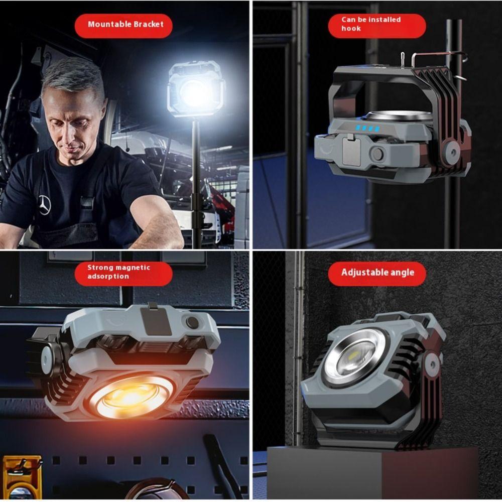 5000mAh Battery Mini Magnetic Working Light Waterproof Stepless Dimming COB Flashlight Rechargeable Strong LED