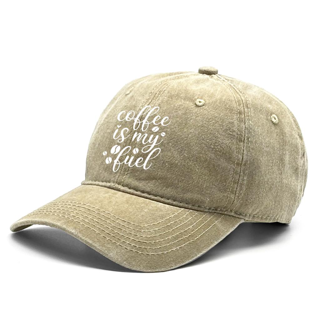 "coffee Is My Fuel“ Print Unisex Sun Hat Woman's Cap Fashion Vintage Snapback Caps Perfect For Women & Men One Size Fits All