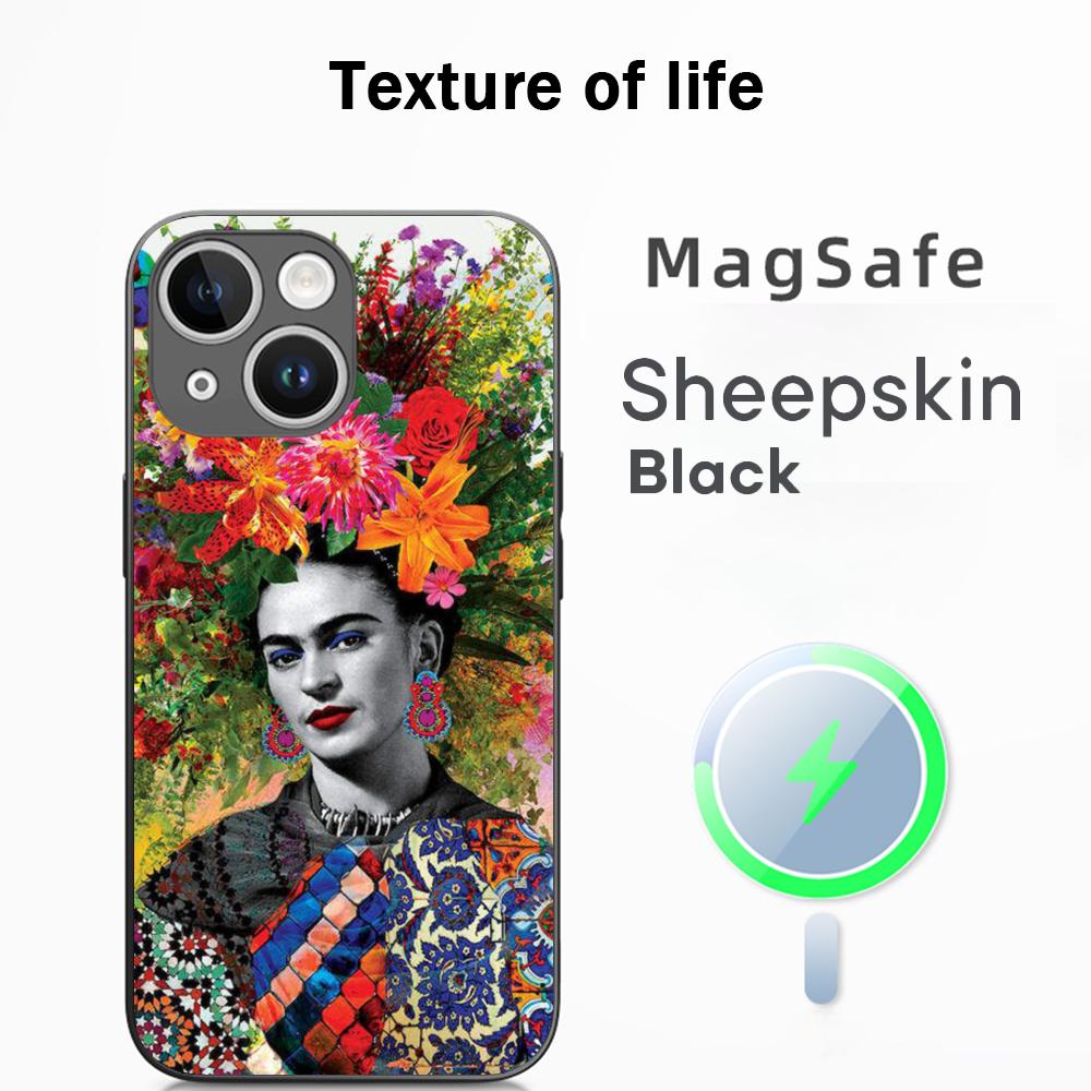 

Painting F-ridaS Kahlo-s art pattern Phone Case For iPhone 17 16 15 14 13 12 Plus Pro Max High-end Luxury Magsafe Sheepskin iPhone 13 Pro Max