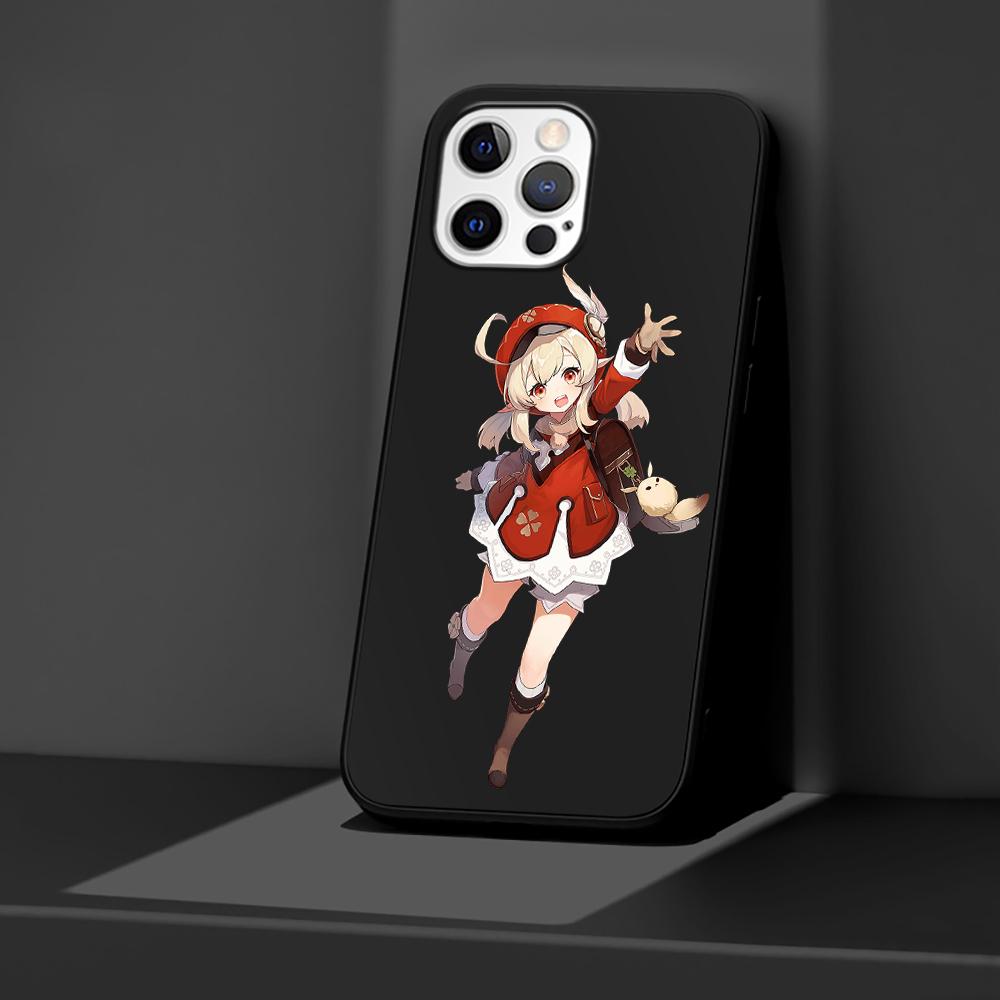 

Чехол для телефона Apple iPhone 14 11 13 Pro Max 12 Mini XR 7 8 + SE 2020 XS 6 6s Plus 5 5s Genshin Impact Cute Silicone Black Cover iPhone 6(6s)