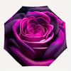 1pc Purple Rose Themed Design Umbrella 8 Rib Frame, One-touch Automatic Opening 3 Fold Umbrella, Fashion Gift-p0803043