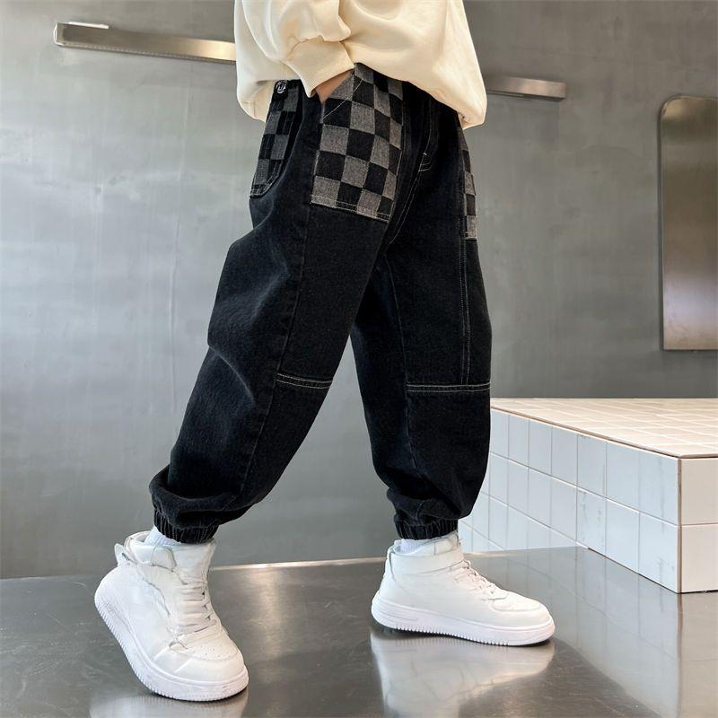 

Детская одежда Джинсовые брюки для мальчиков Повседневные свободные детские брюки с завязками на щиколотке Повседневные брюки 140