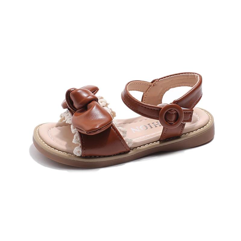 2024 Children Sandals for Girl Summer New Fashion Sweet Bowtie Soft Comfortable Chic Anti-slippery Flats Outside Cool Beach Shoe