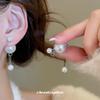 Elegant Silver Needle Faux Pearl Stud Earrings: Versatile, High-End Fashion Accessory for Women