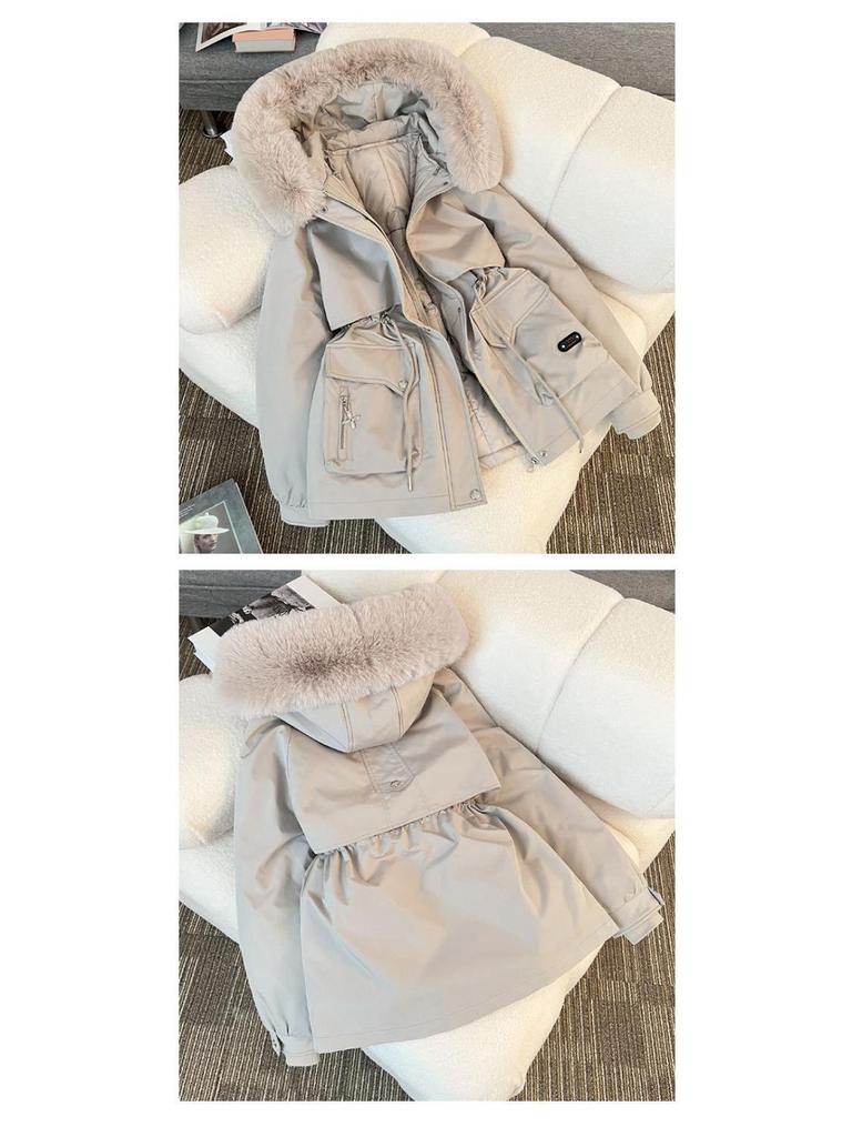 Women's Mid-Length 3-in-1 Parka: Detachable Liner, Cotton-Padded, Windbreaker Jacket.