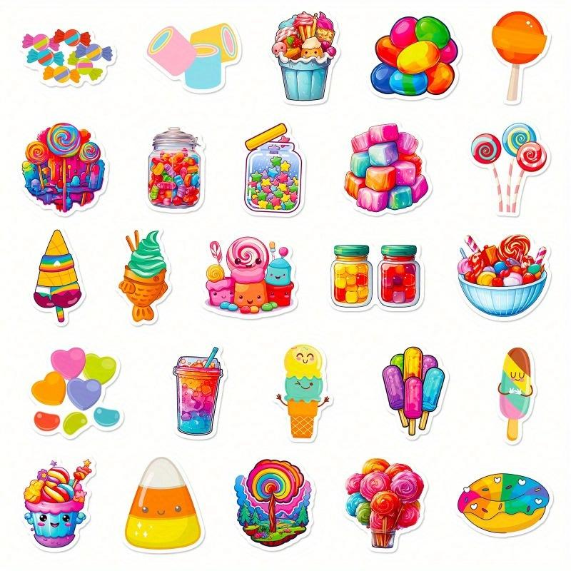 50PCS Colorful Candy Stickers Aesthetics Stickers For Scrapbooking, Diary