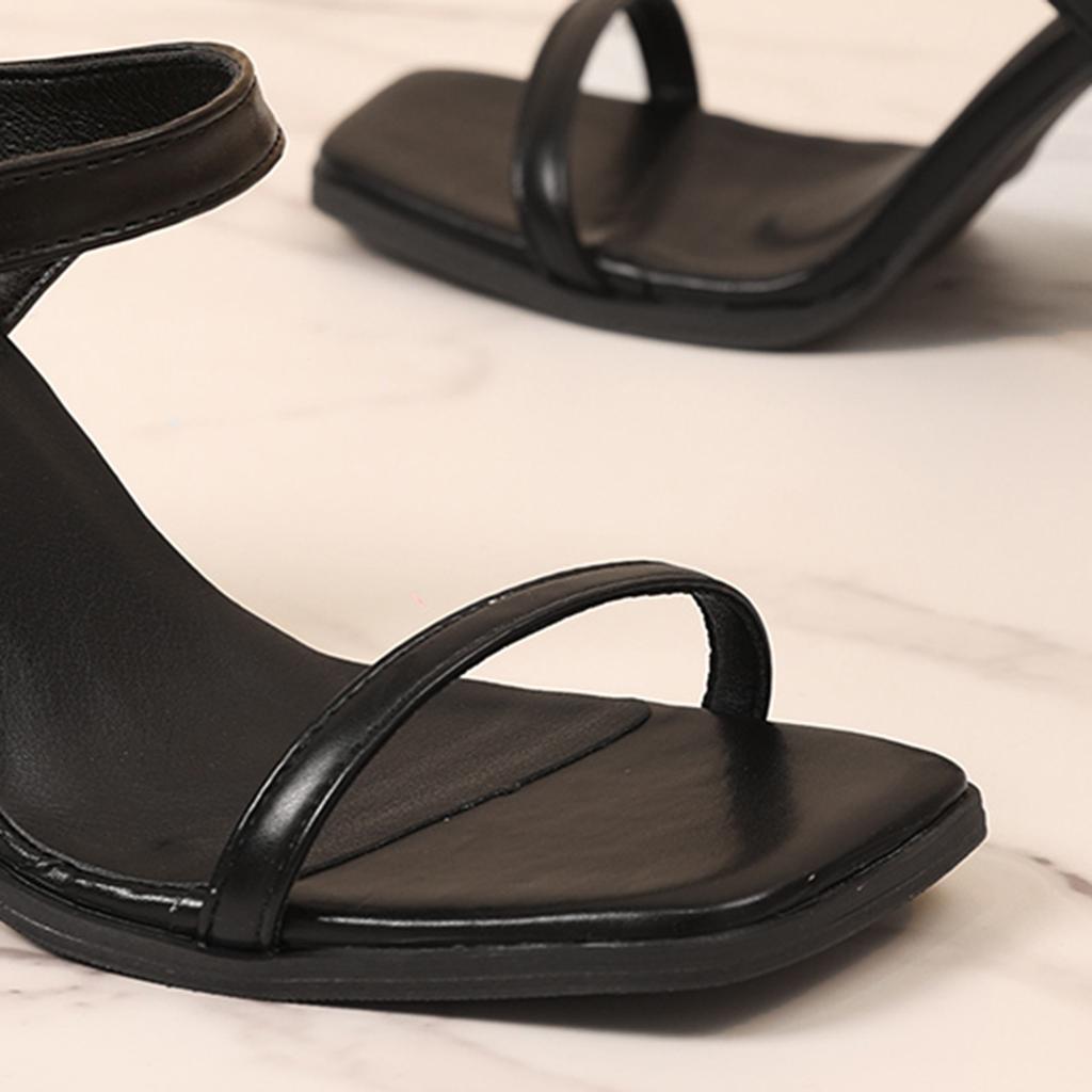 Freizeit Sexy Pumps Basic Sandalen Damen Lässig Dünne Hohe Absätze Schuhe für Frauen Uni Leder Slipper Sommerschuhe Übergröße