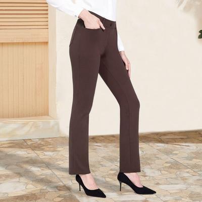 Women Office Pants Elastic High Waist Solid Color Trousers with Pockets Light Flared Fit Office Casual Pants