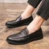 Men's Shoes 46 Large Size Casual Leather Shoes Fashionable Men's Foot Loafers Trendy British Style One-pedal Leather Shoes