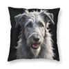 Cute Irish Wolfhound Square Pillowcase Polyester Linen Velvet Printed Zip Decorative Sofa Seater Cushion Cover