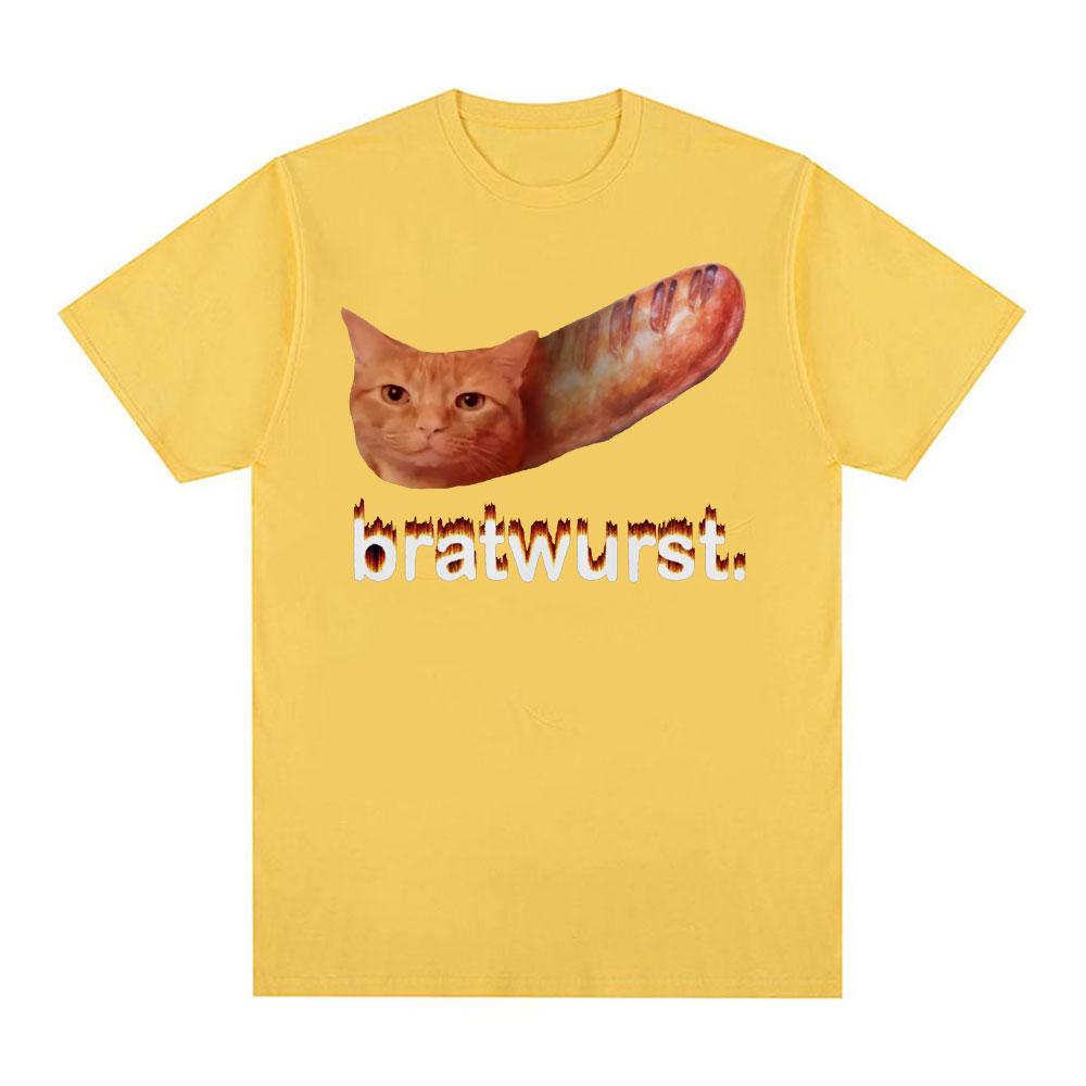 Bratwurst Funny Cat Meme Tshirts Unisex Womens Clothing Casual Humor Short Sleeve T Shirt Summer Pop Oversized Tshirt Streetwear