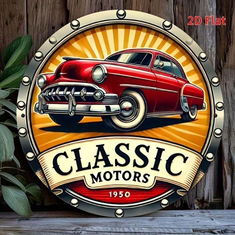 Round Retro Tin Sign Metal Wall Art 20x20cm for Living Room Balcony Home Decor