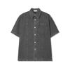 APOSTROPHE COMMA Vertical Line Denim Short Sleeve Shacket_Light Blue