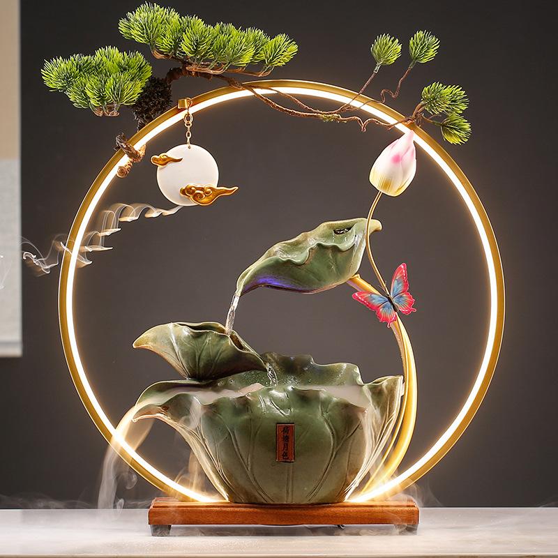New Chinese Style Fortune Water Circulating Water Living Room Office Desktop Decoration Atomized Gift Home Decoration
