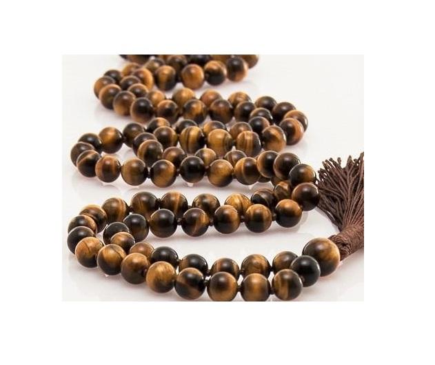 Чётки из Тигрового Глаза (108 шариков), Tiger Eye Mala - Original Stone, Kalyan Puja