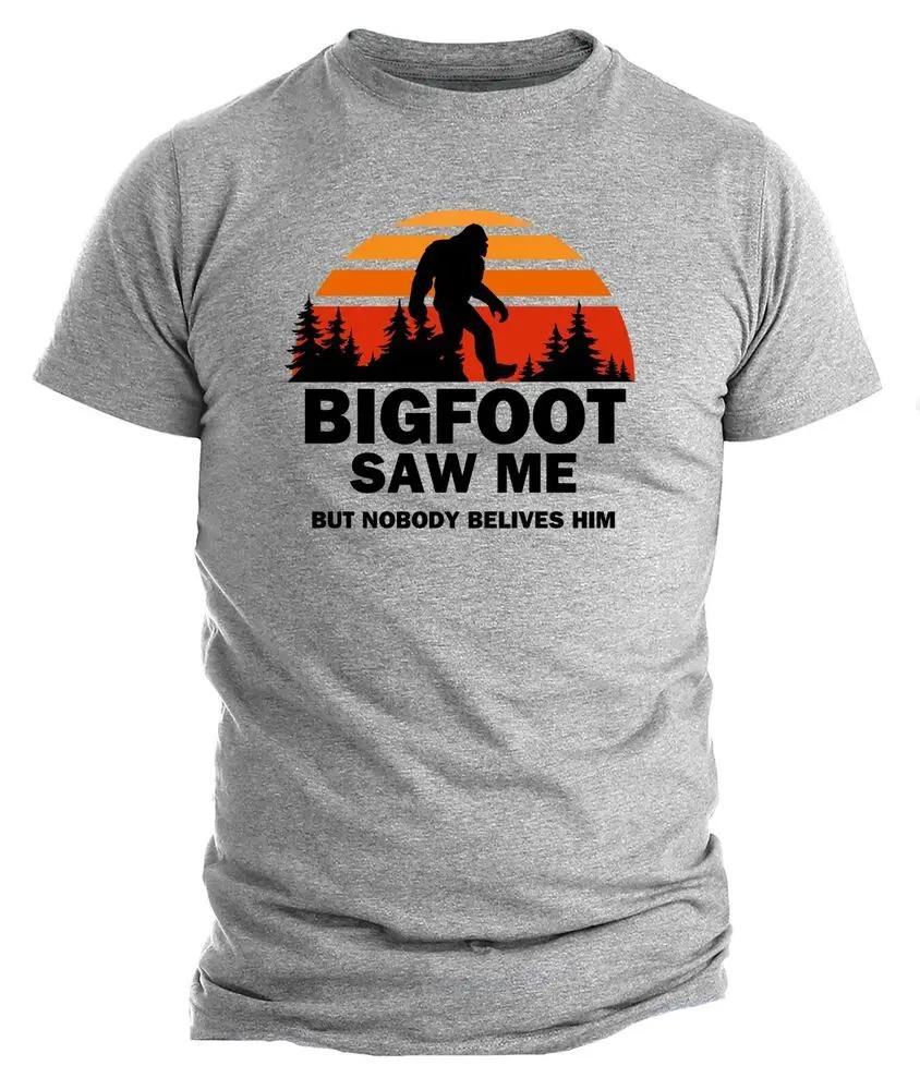 Bigfoot Saw Me Retro Camping Sasquatch Hiking TShirt 100 Cotton ONeck Summer Short Sleeve Casual Mens Tshirt Size S3XL