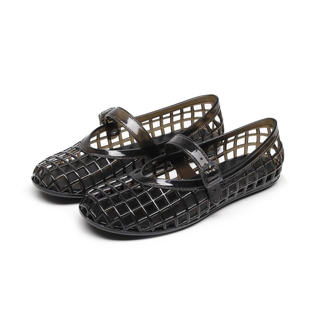 Transparent Hollow-Out Jelly Mary Jane Flats - Versatile, Breathable, Comfortable Toe Cap Shoes