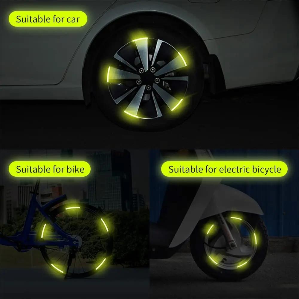 New 10pcs Car Wheel Hub Reflective Sticker Tire Rim Reflective Strips Luminous Sticker for Night Driving Car-Styling Accessories