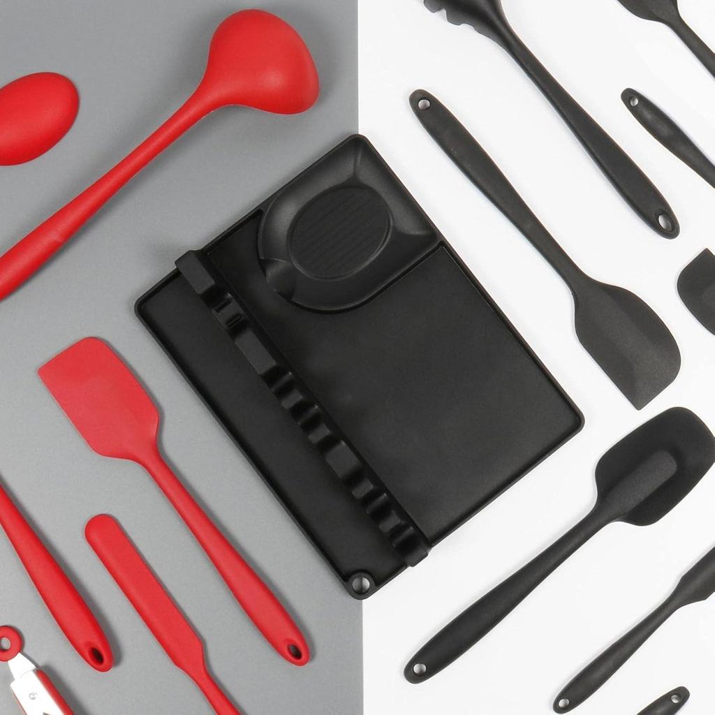 Spoon Rest & Spoon Holder for Stove Top, Silicone Utensil Rest with Drip Pad, Kitchen Spoon Holder, Silicone Kitchen Utensils for Spoons, Ladles,