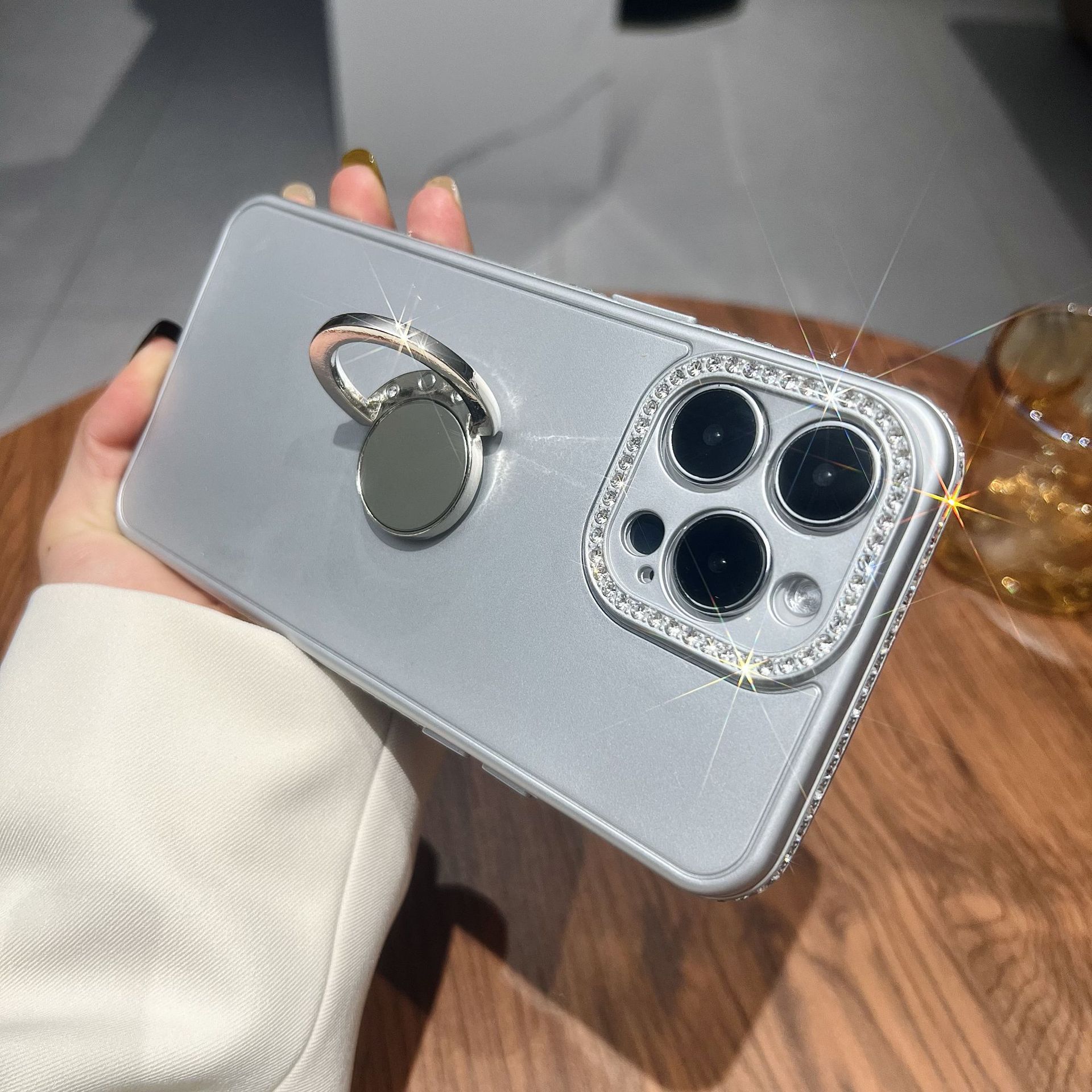 

Роскошные стразы с блестками для чехла для телефона Iphone15promax, подставка-кольцо Apple 14 и защитный чехол 13 Apple 15