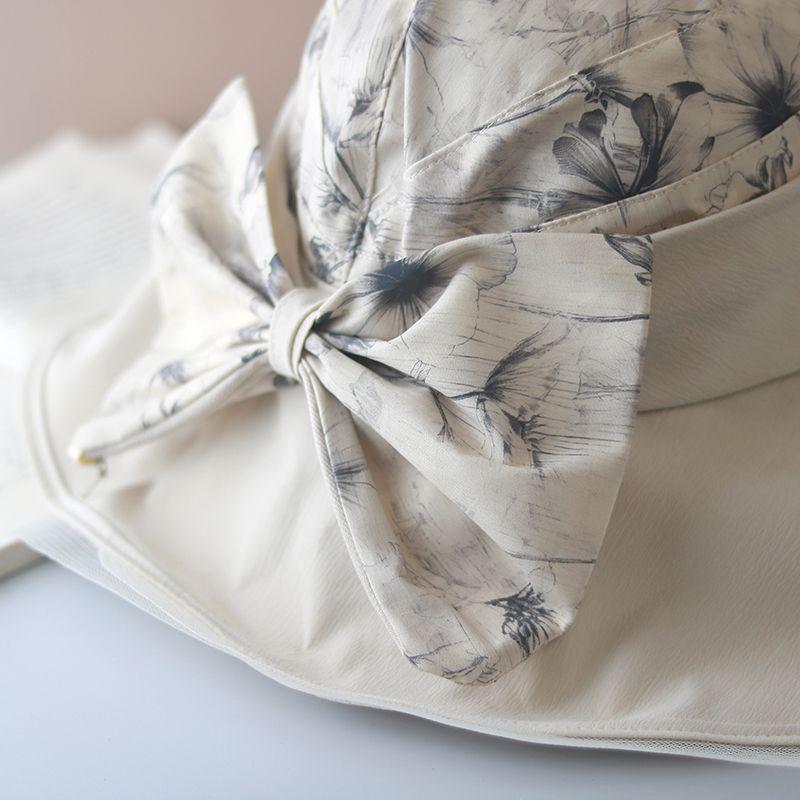 Ruffles Flower Print Sun Hat Elegant UV Protection Bucket Hats Trendy Mesh Breathable Travel Beach Hats for Summer Outdoor