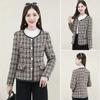 Frühlings- und Herbstmode für Frauen mittleren Alters, kleiner, duftender Stil, Kurzmantel mit Hahnentrittmuster, Rundhals-Strickjacke