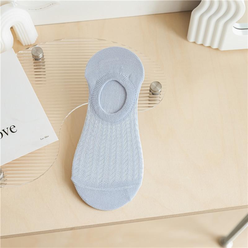 Women Invisible Socks Solid Color Knit Breathable Short Socks
