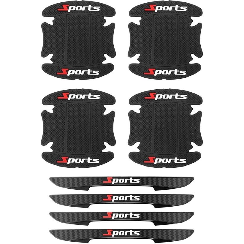 4PCS Car Door Protector+4PCS Car Door Handle Protector,Sports Car Door Handle Scratch Protector,Universal Cars Door Edge Protector Cars Decorations чёрный