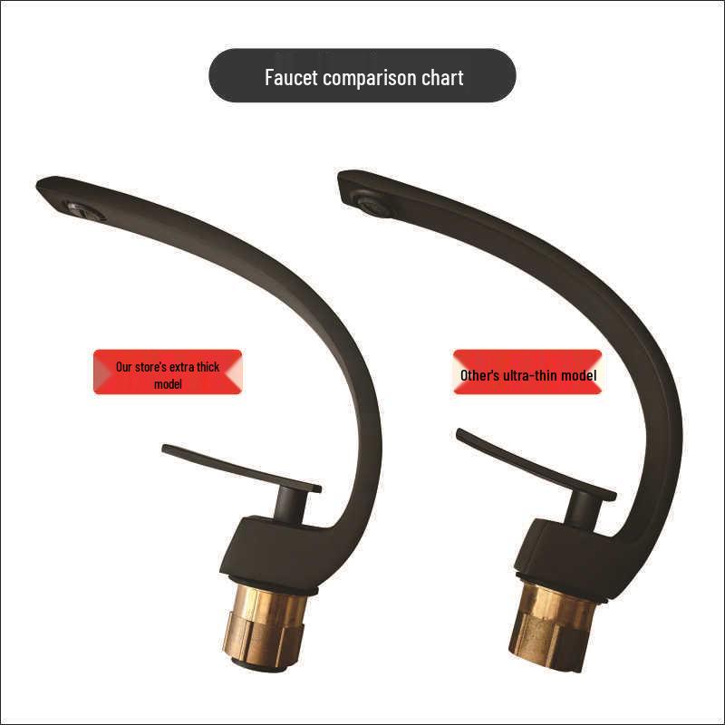 Robinet de lavabo de salle de bain en laiton canon de fusil avec robinet chaud et froid pour lavabos et plans de travail.