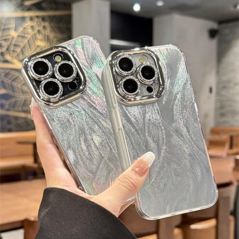 Leichter Luxus Silbergrau Handyhülle für IPhone17promax Einfach Sturzsicher für Apple 16plus Sturzsichere Hartschale