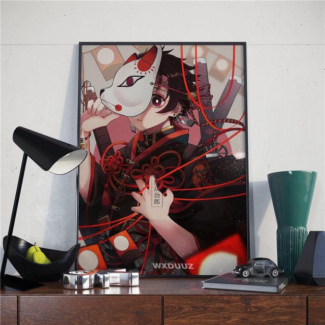 Japanese anime poster, demon killer, family bar, cafe, decorative art painting, interior poster