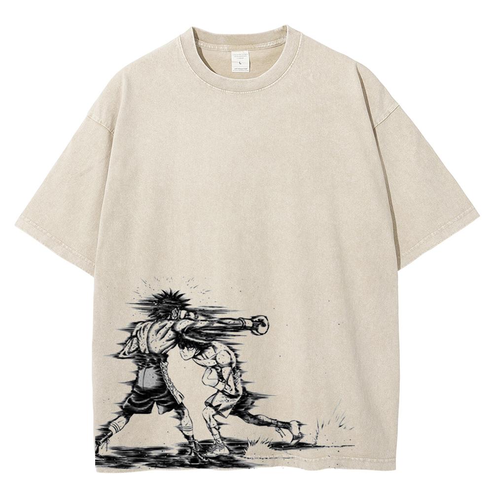 Men Women Hajime No Ippo Anime T Shirt Kamogawa Boxing Gym Makunouchi Takamura KGB Graphic Tshirt Male Washed Cotton Tshirts