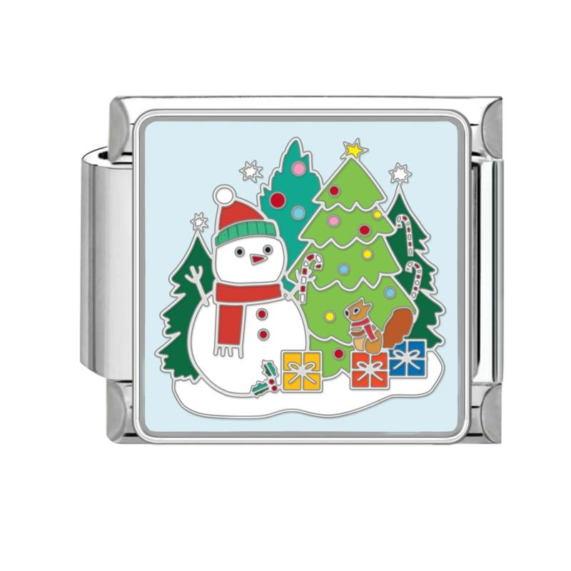 Lovely Santa Claus Snowman Christmas Tree Gloves Italian Charm Links Fit 9MM Stainless Steel Bracelet Women Men DIY Making Gifts