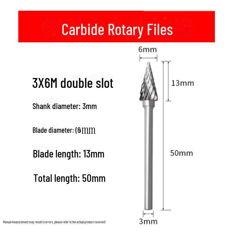 3mmX6 Tungsten Steel Carbide Rotary File for Electric Grinding - Small Metal Grinding Head